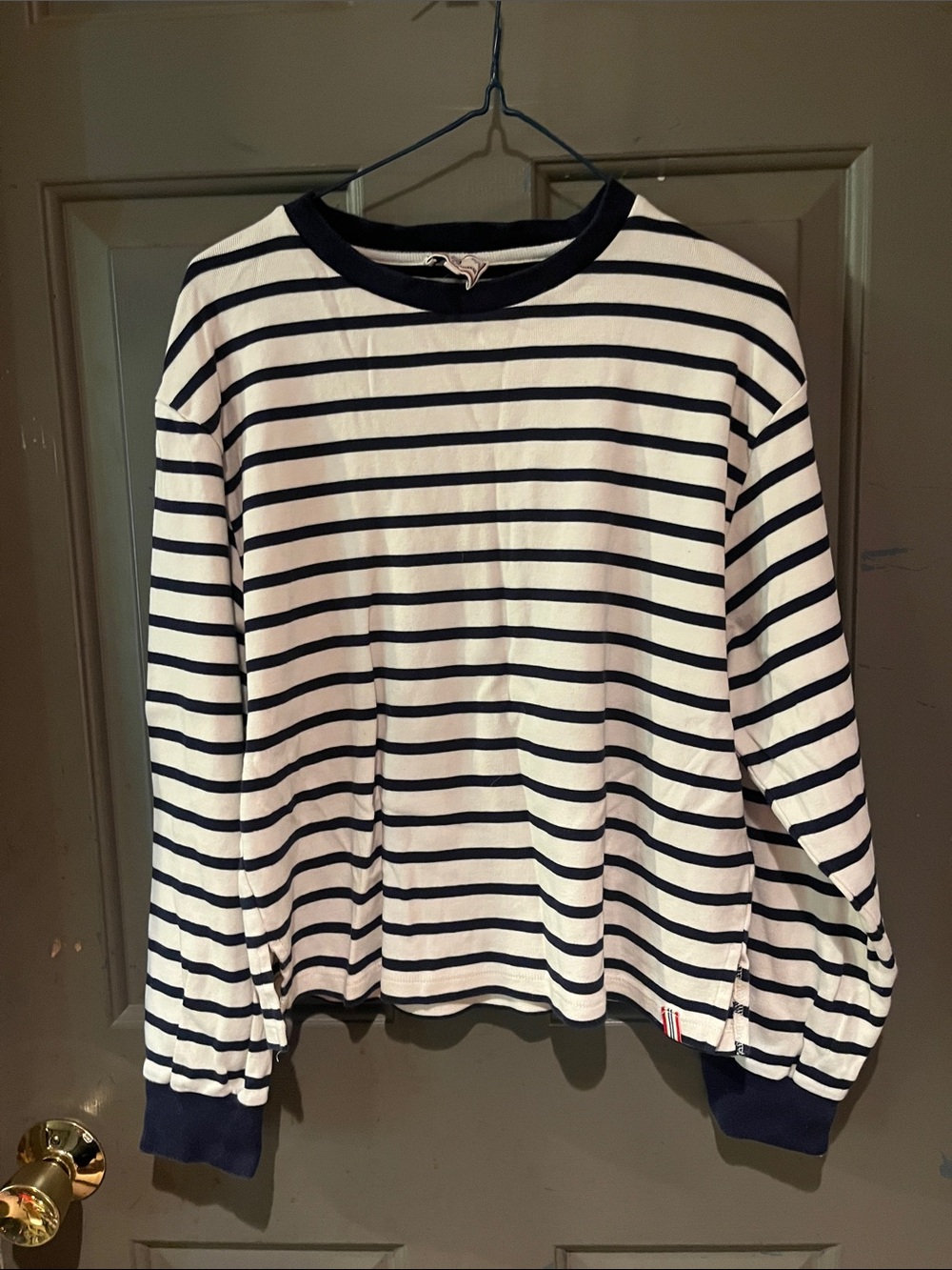 Ines de la fressange Long-Sleeve Navy & White Striped Top sz large